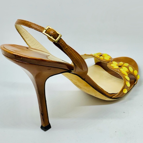 Jimmy Choo Brown Embellished Slingback Sandals - Picture 12 of 16